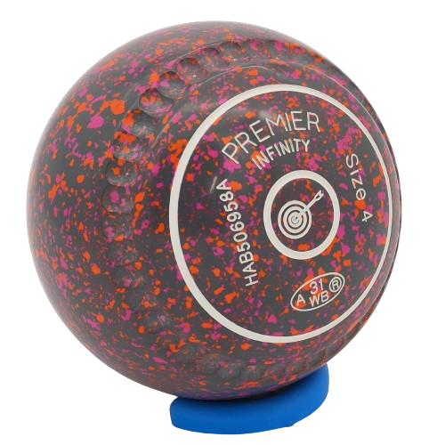 Premier Infinity Size 4 Crimson-Orange Gripped - Made exclusively by Taylor Bowls - Target Logo