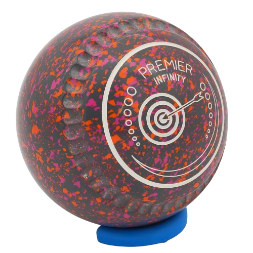 [PREM4HAB506958A-48860-121223-1ST31MCINFINITY] Premier Infinity Size 4 Crimson-Orange Gripped - Made exclusively by Greenmaster Bowls Scotland - Target Logo